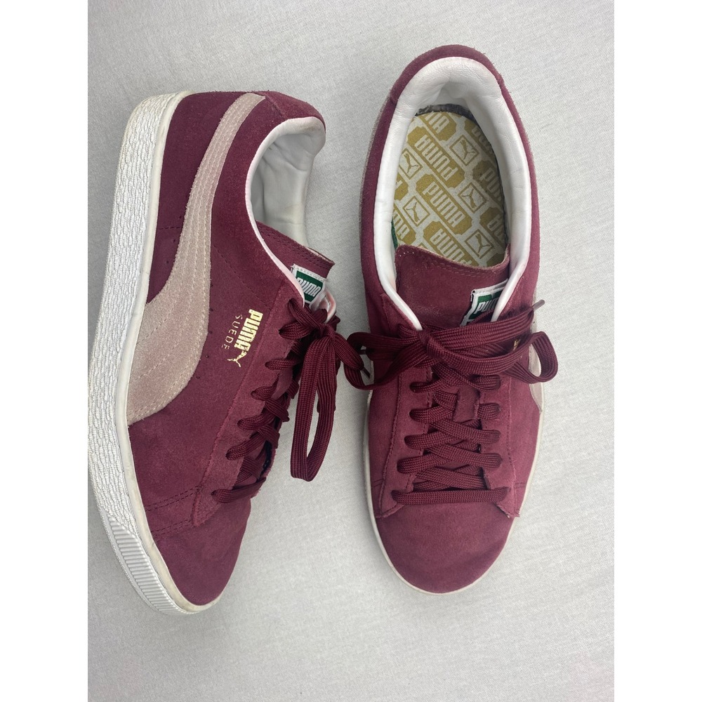 Puma Suede Classic Burgundy Wine Tan Sneakers Mens 10 Low Top